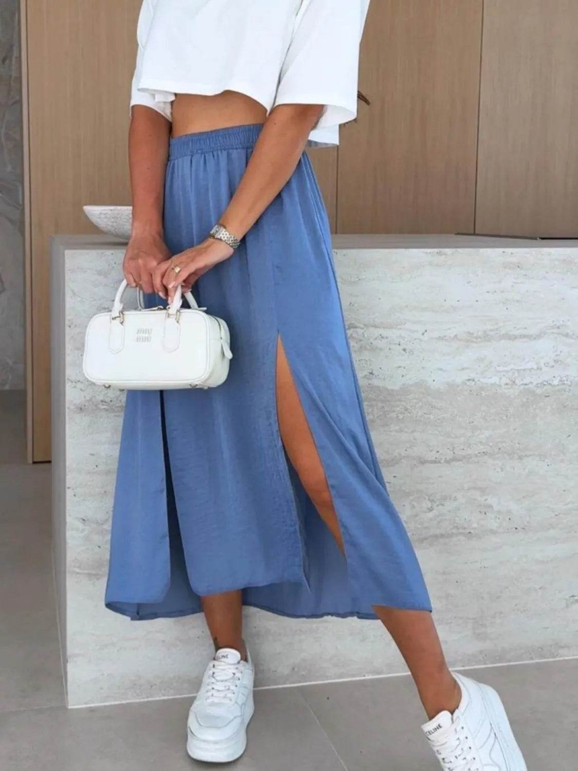 Slit Elastic Waist Skirt - UnLaced Boutique