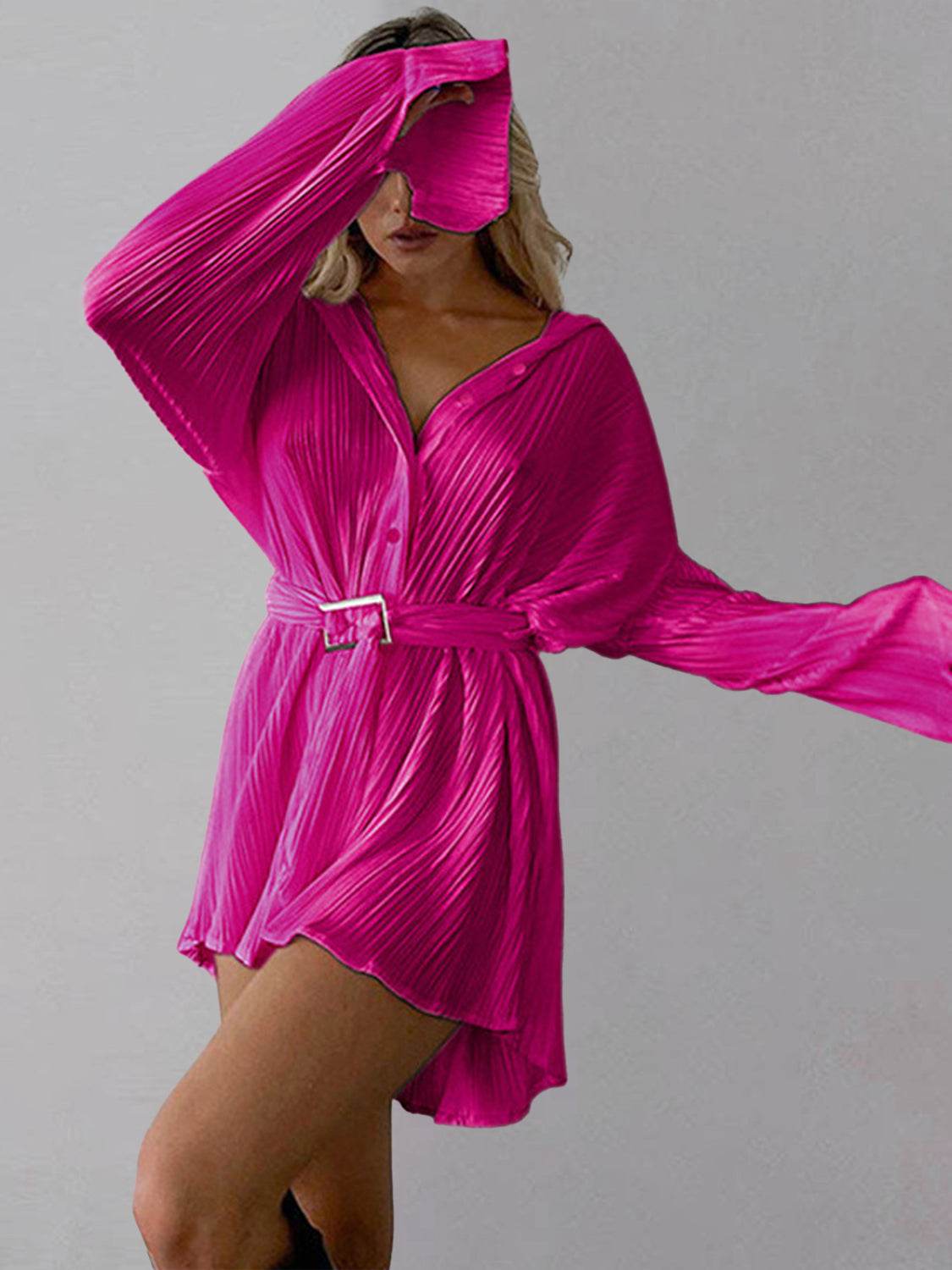 Button Up Dropped Shoulder Shirt Dress - UnLaced Boutique