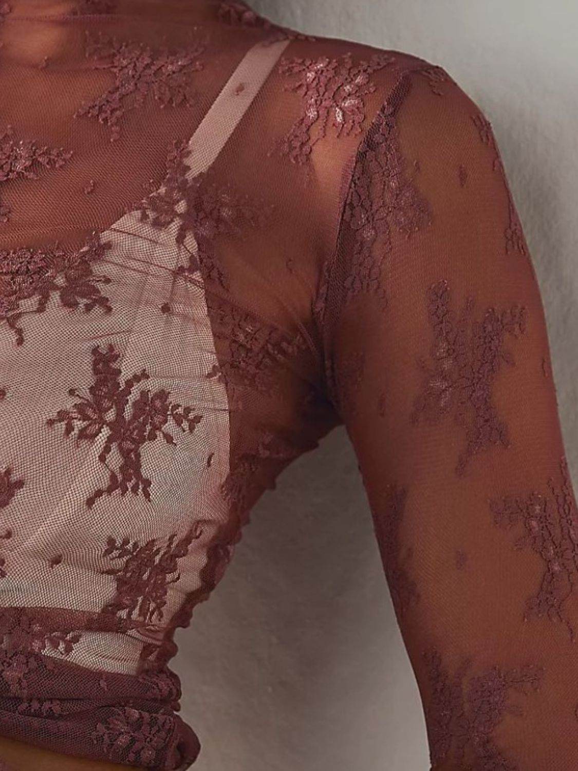 Lace Mock Neck Long Sleeve Blouse - UnLaced Boutique