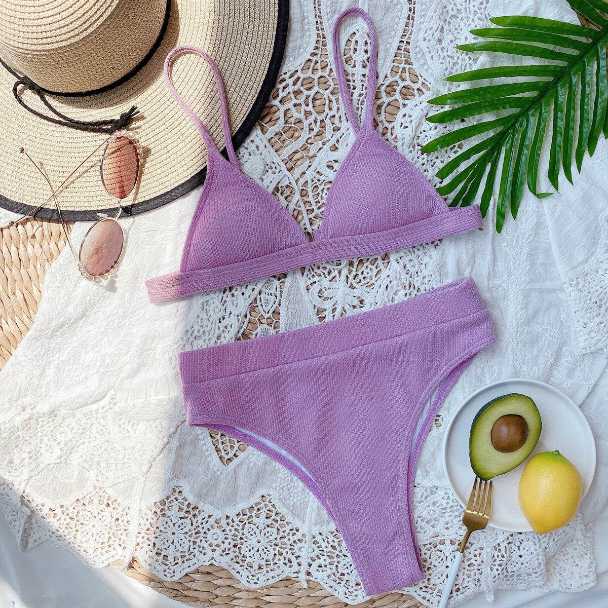 Spaghetti Strap Ribbed Bikini Set - UnLaced Boutique