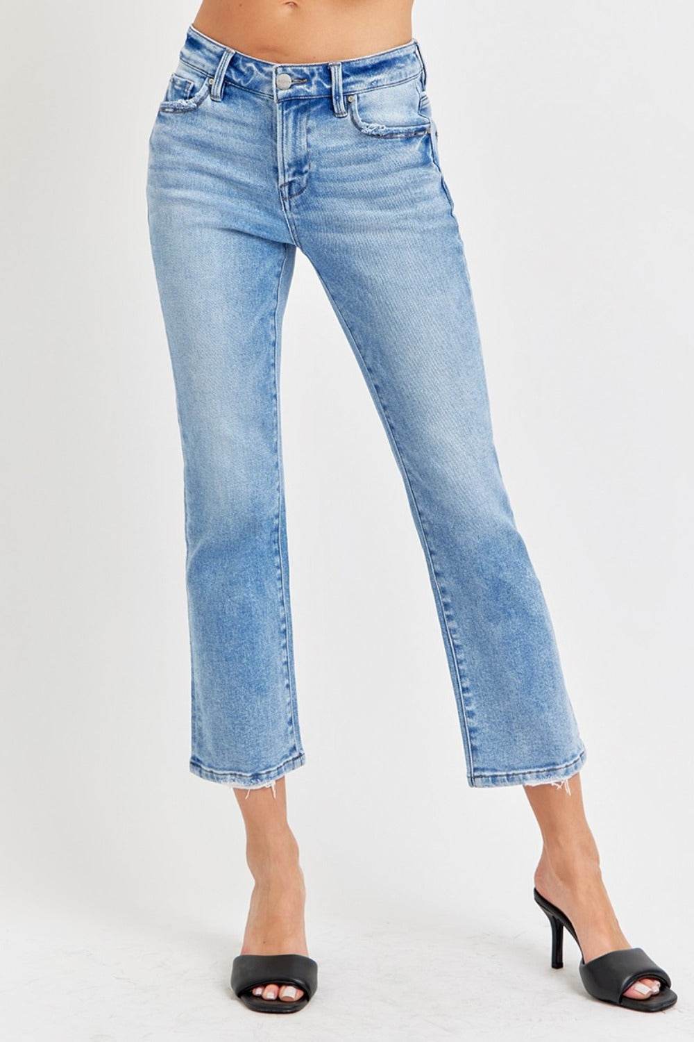 RISEN Full Size Low Rise Crop Slim Straight Jeans - UnLaced Boutique