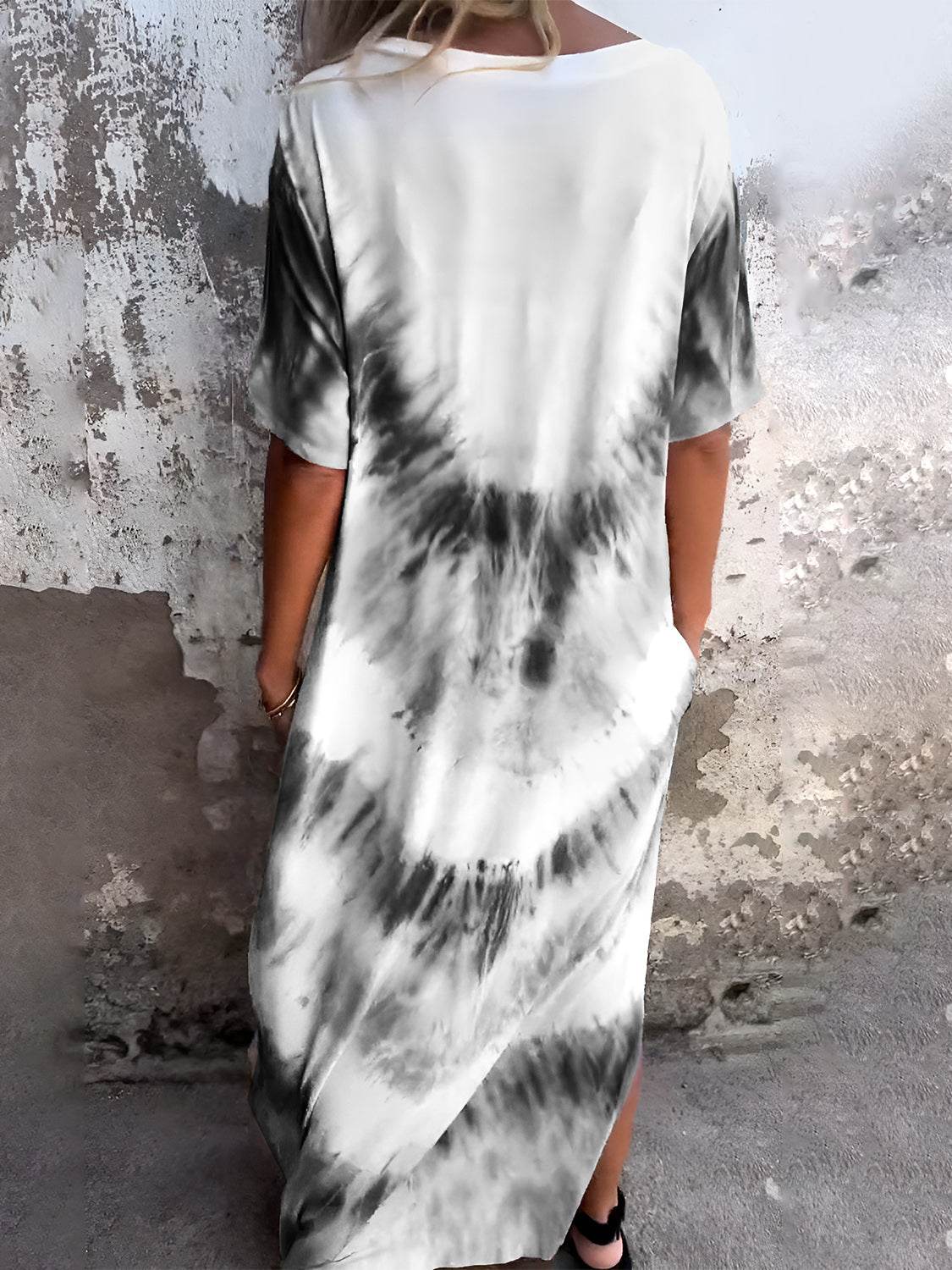 Full Size Pocketed Tie-Dye Short Sleeve Dress - UnLaced Boutique