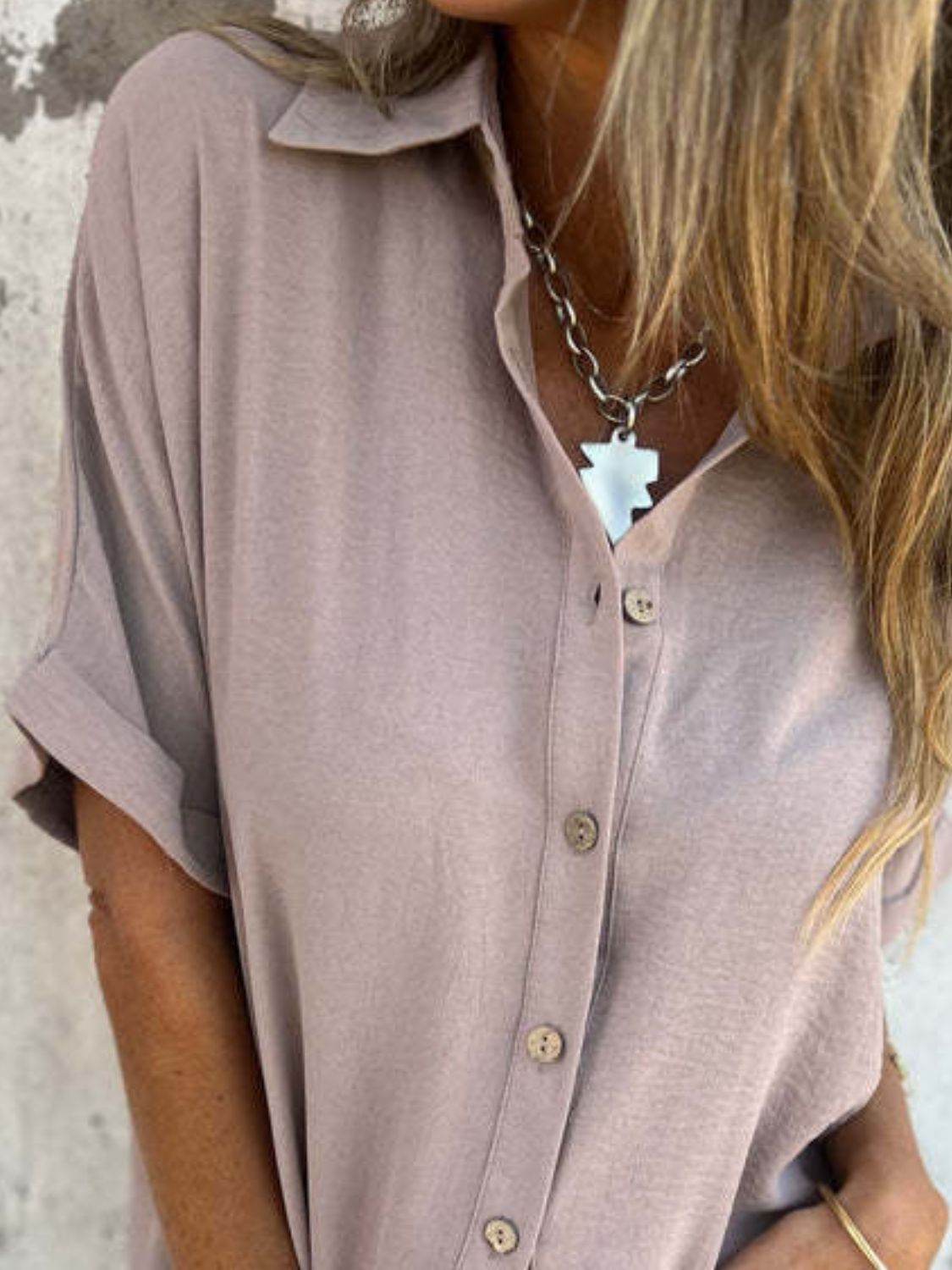 Full Size Button Down Short Sleeve Shirt Plus Size - UnLaced Boutique