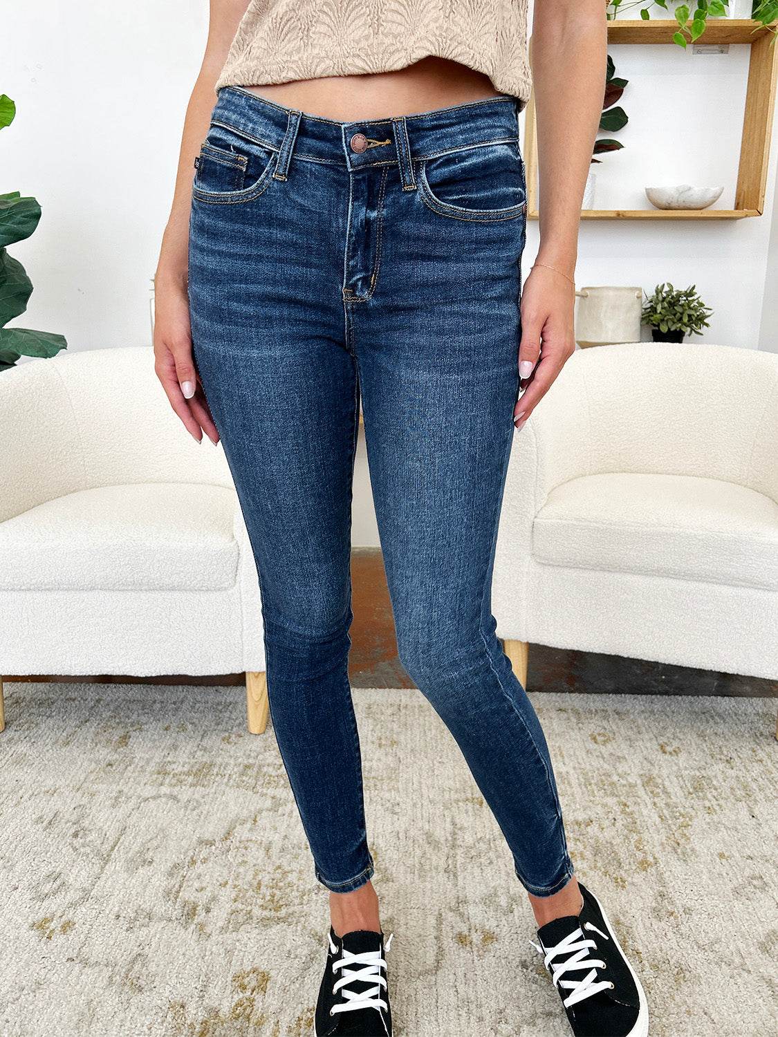 Judy Blue Full Size Classic Handsand Skinny Jeans - UnLaced Boutique