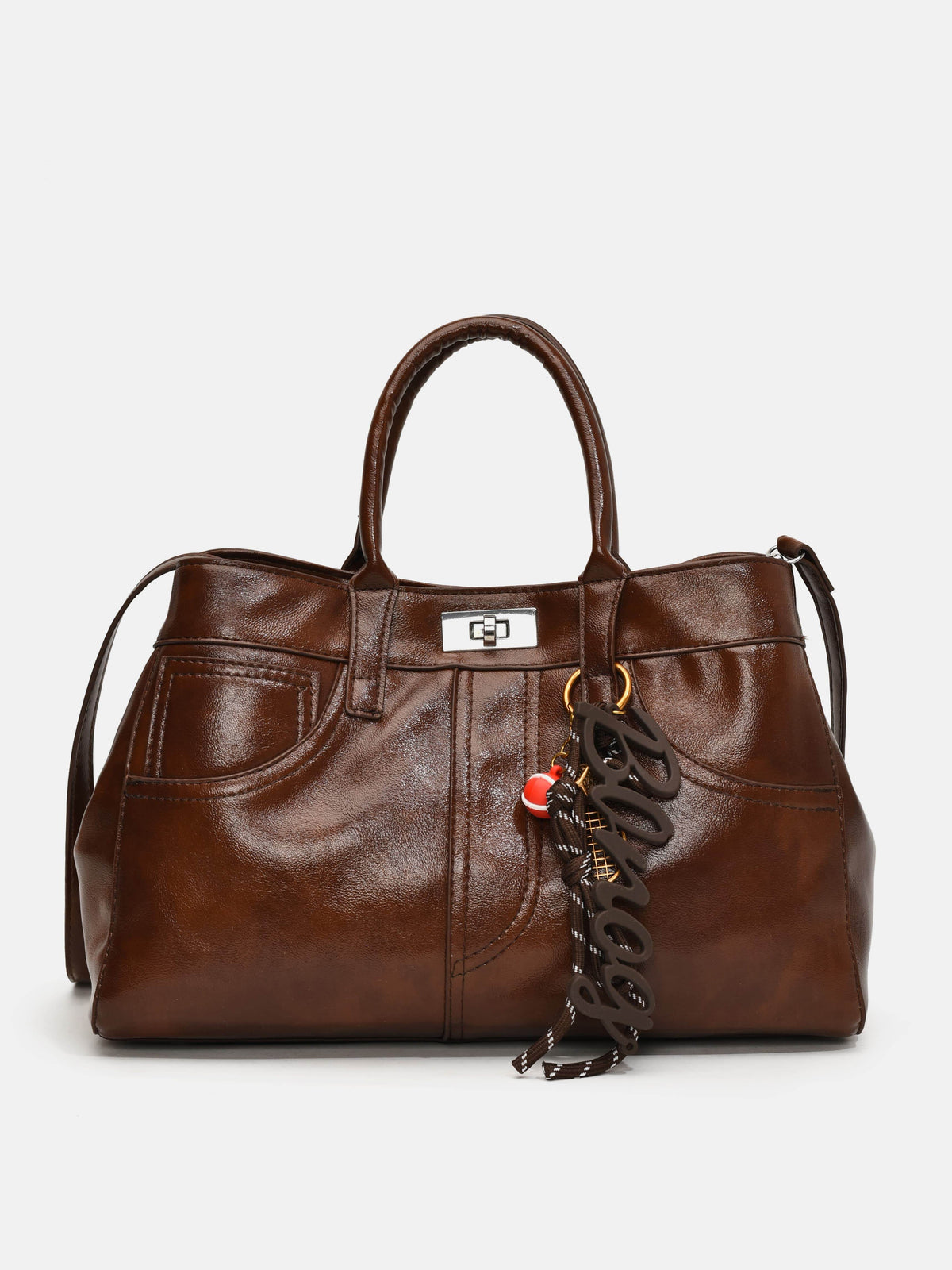 PU Leather Handbag with Pendant - UnLaced Boutique