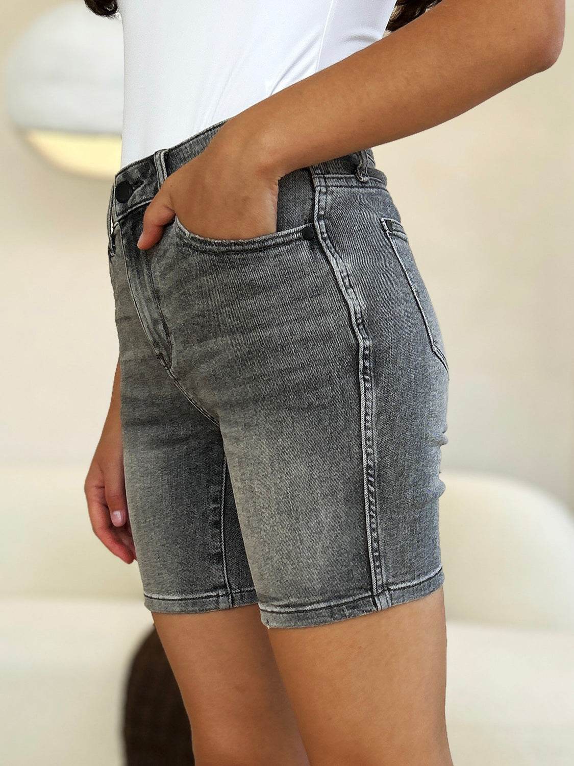 Judy Blue Full Size High Waist Washed Denim Shorts - UnLaced Boutique