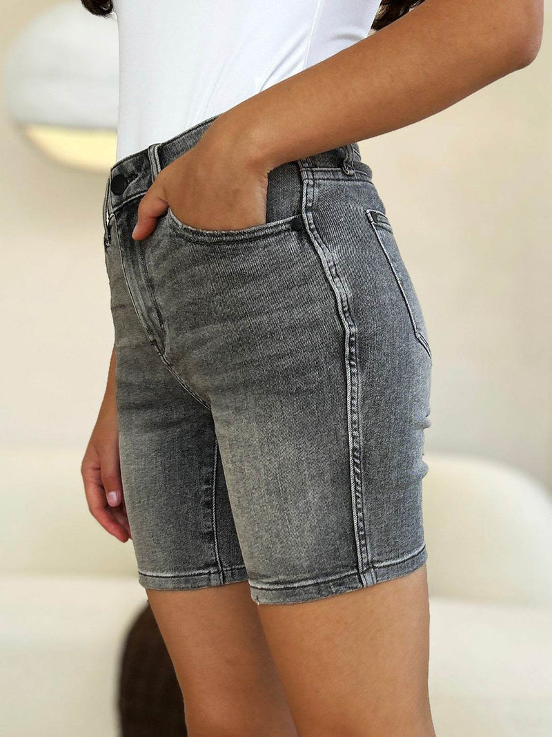 Judy Blue Full Size High Waist Washed Denim Shorts - UnLaced Boutique
