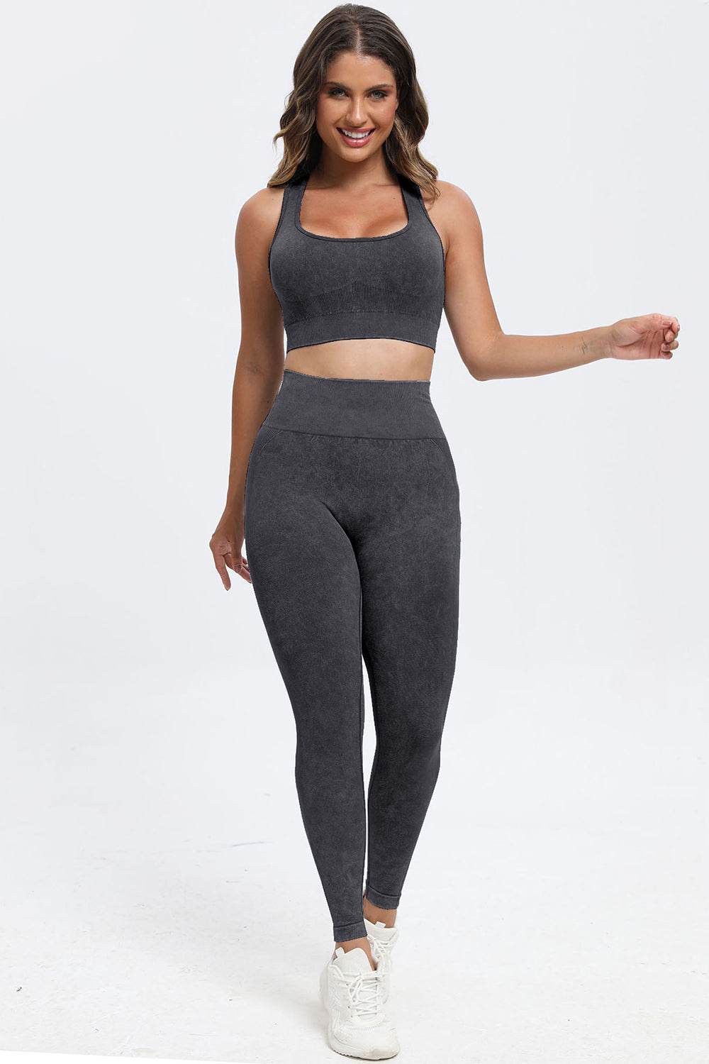 3 Piece Washed Square Neck Wide Strap Active Set - UnLaced Boutique