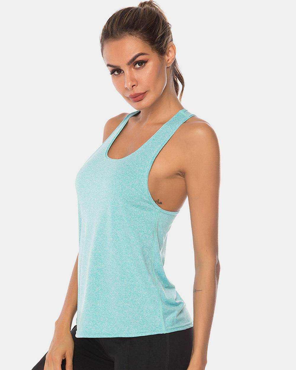 Full Size Scoop Neck Wide Strap Active Tank - UnLaced Boutique
