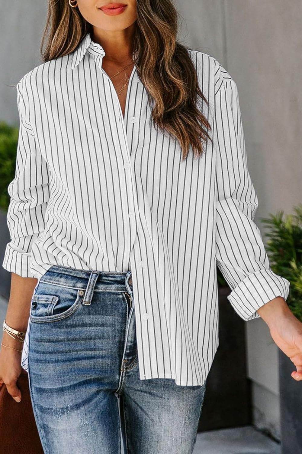 Lovelet Striped Button Up Long Sleeve Shirt - UnLaced Boutique