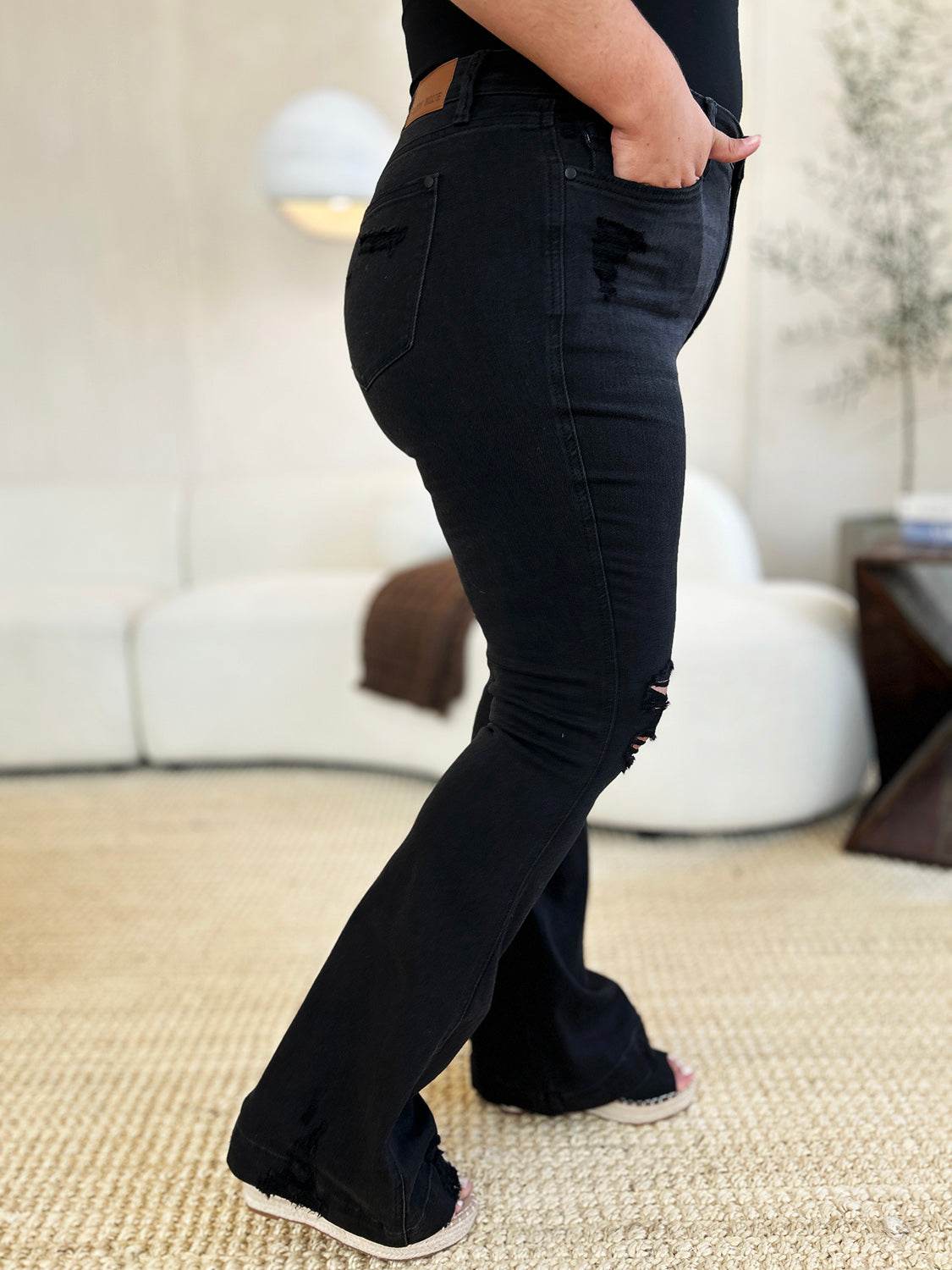 Judy Blue Full Size High Waist Distressed Flare Jeans - UnLaced Boutique