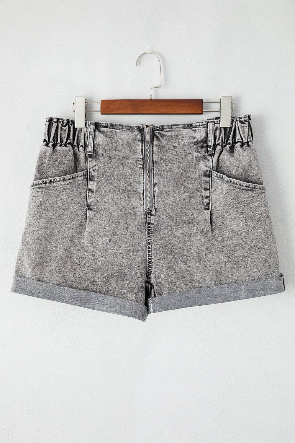 Zipped Cuffed Edge Denim Shorts - UnLaced Boutique