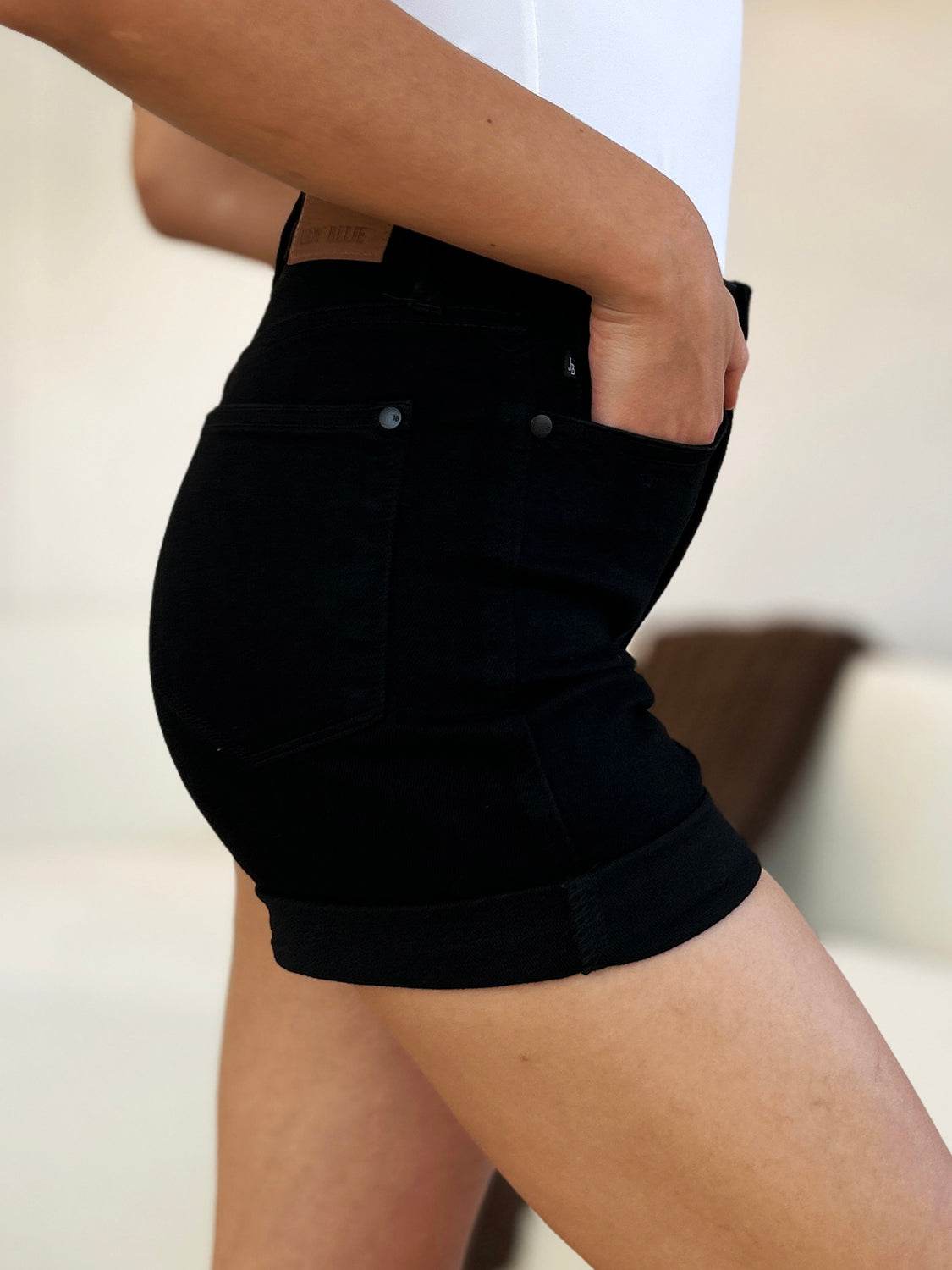 Judy Blue Full Size High Waist Tummy Control Cuffed Denim Shorts - UnLaced Boutique