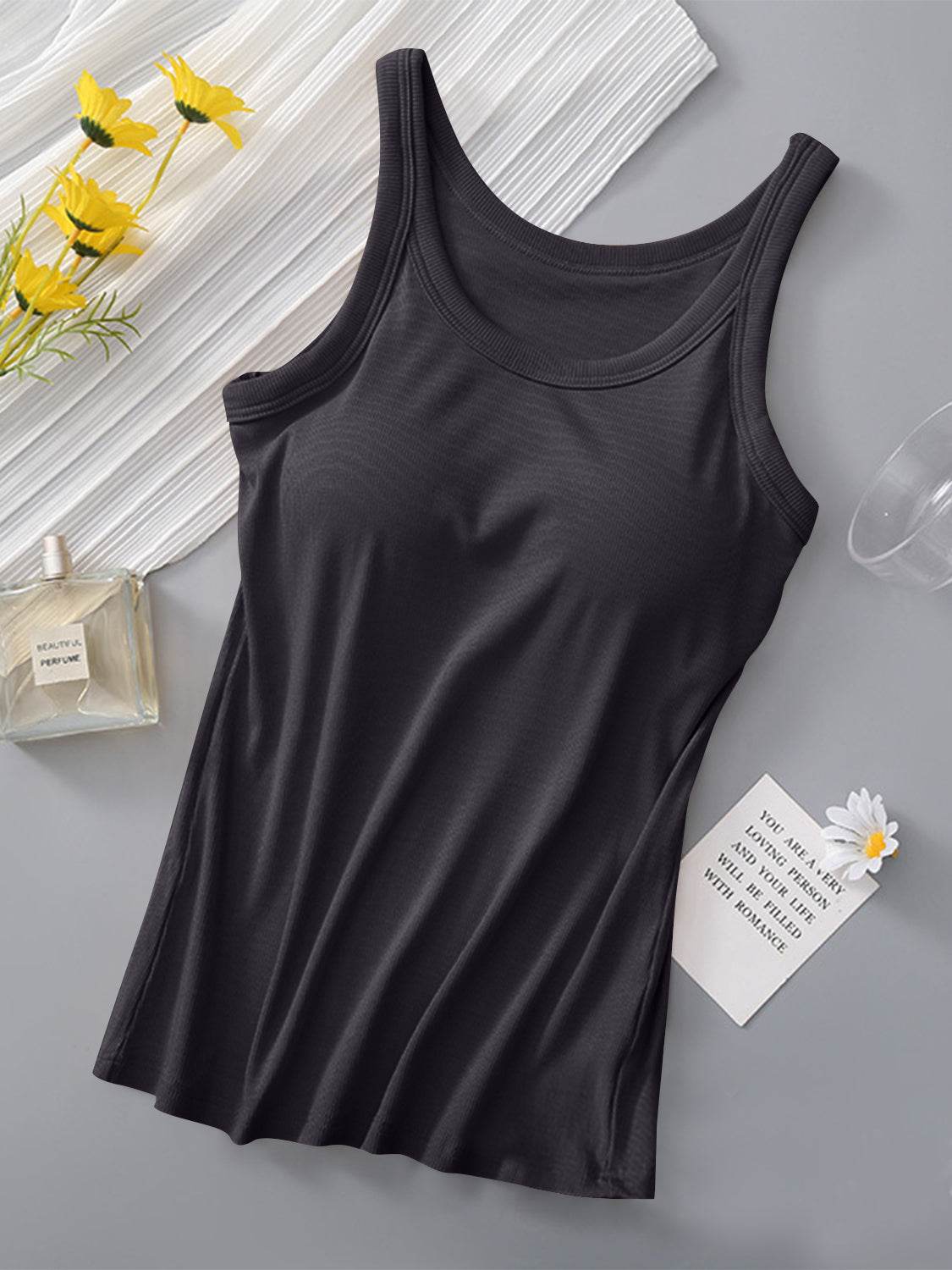 Round Neck Tank with Bra - UnLaced Boutique