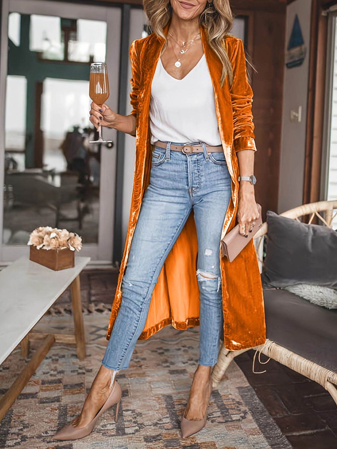 Open Front Long Sleeve Coat - UnLaced Boutique