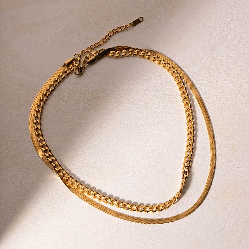 18K Gold-Plated Double Layered Necklace - UnLaced Boutique