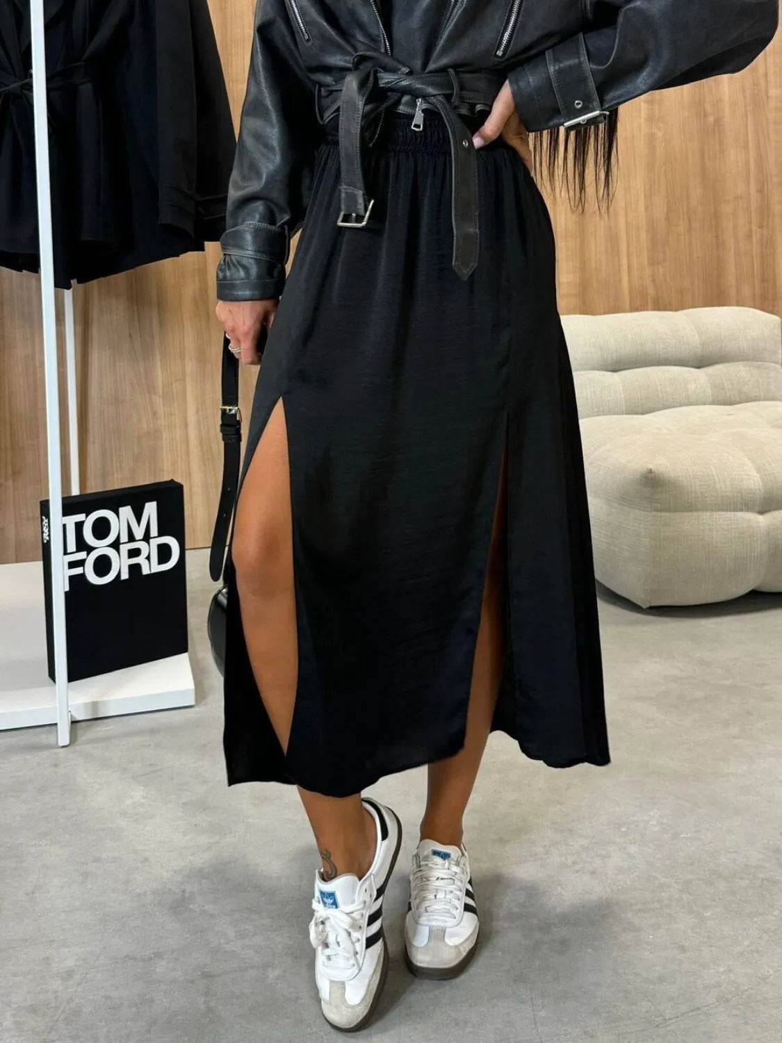 Slit Elastic Waist Skirt - UnLaced Boutique