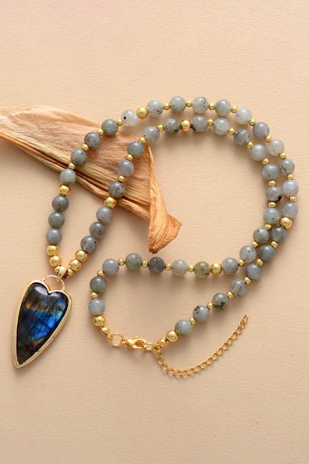 Natural Stone Pendant Beaded Necklace - UnLaced Boutique