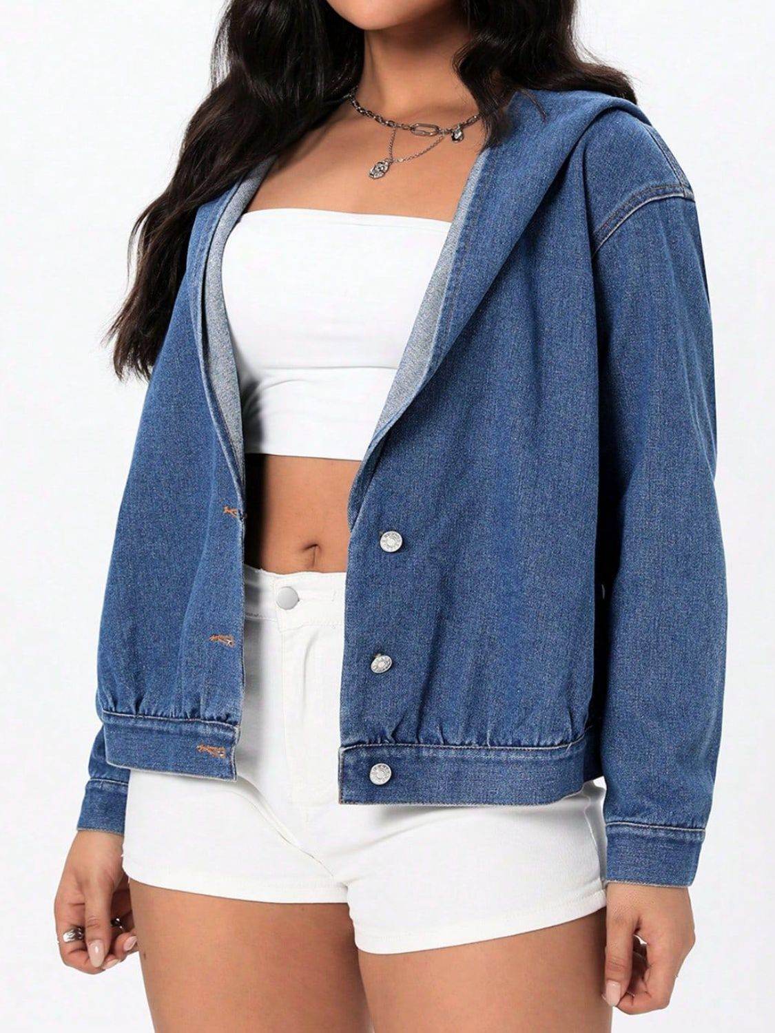 Button Up Hooded Denim Top - UnLaced Boutique