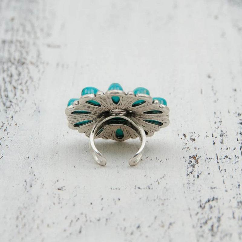 Artificial Turquoise Alloy Flower Ring - UnLaced Boutique
