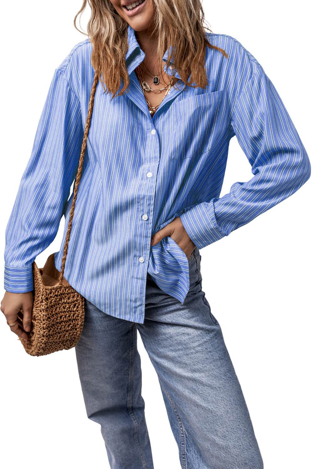 Striped Button Up Long Sleeve Shirt - UnLaced Boutique