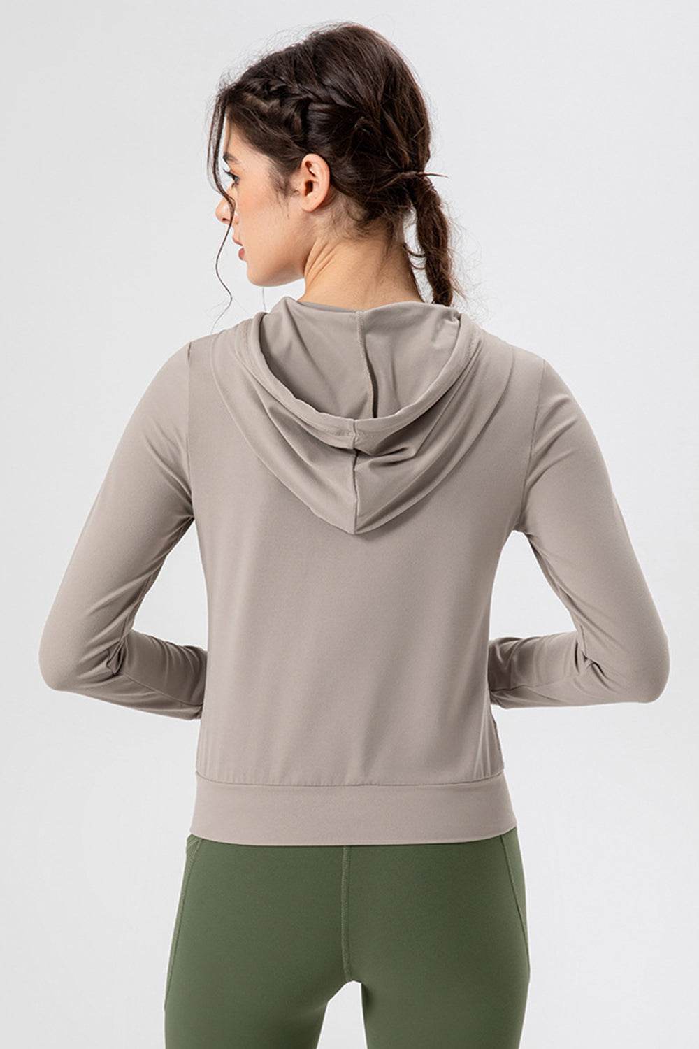 Drawstring Zip Up Hooded Active Outerwear - UnLaced Boutique