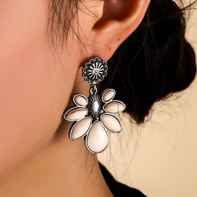 Artificial Turquoise Flower Earrings - UnLaced Boutique