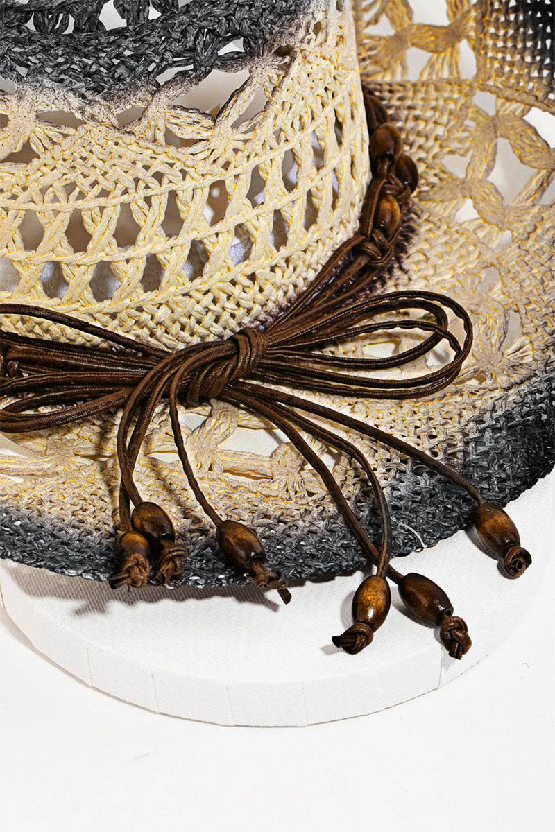Fame Cutout Rope Strap Wide Brim Hat - UnLaced Boutique