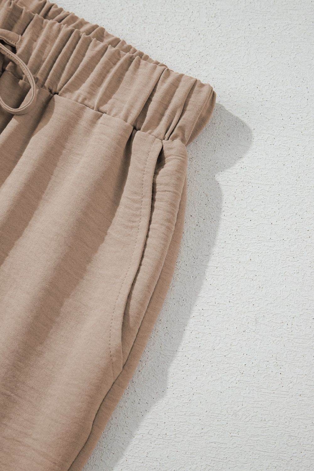 Button Down Vest and Drawstring Wide Leg Pants Set - UnLaced Boutique