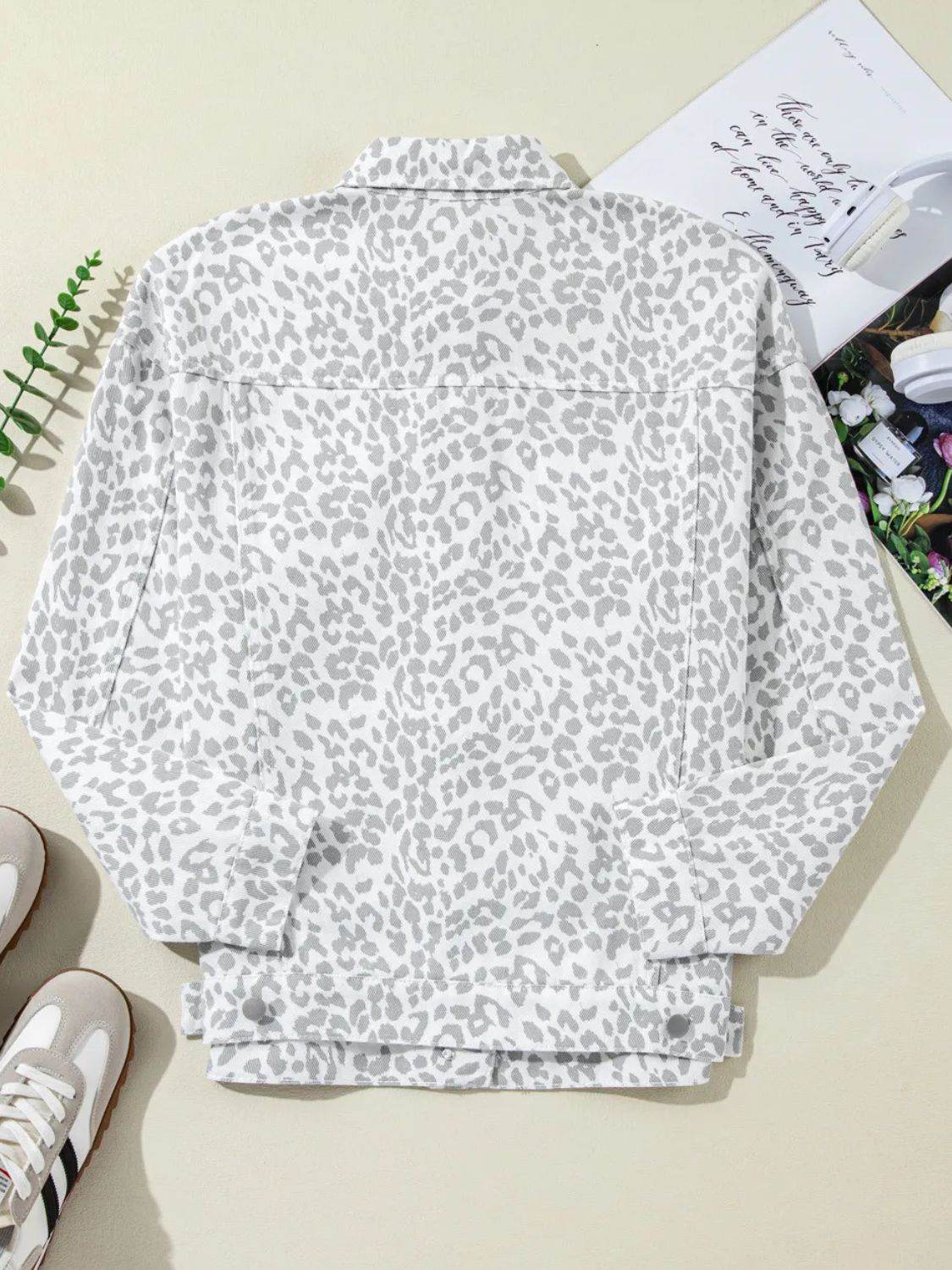 Leopard Button Up Long Sleeve Denim Jacket - UnLaced Boutique