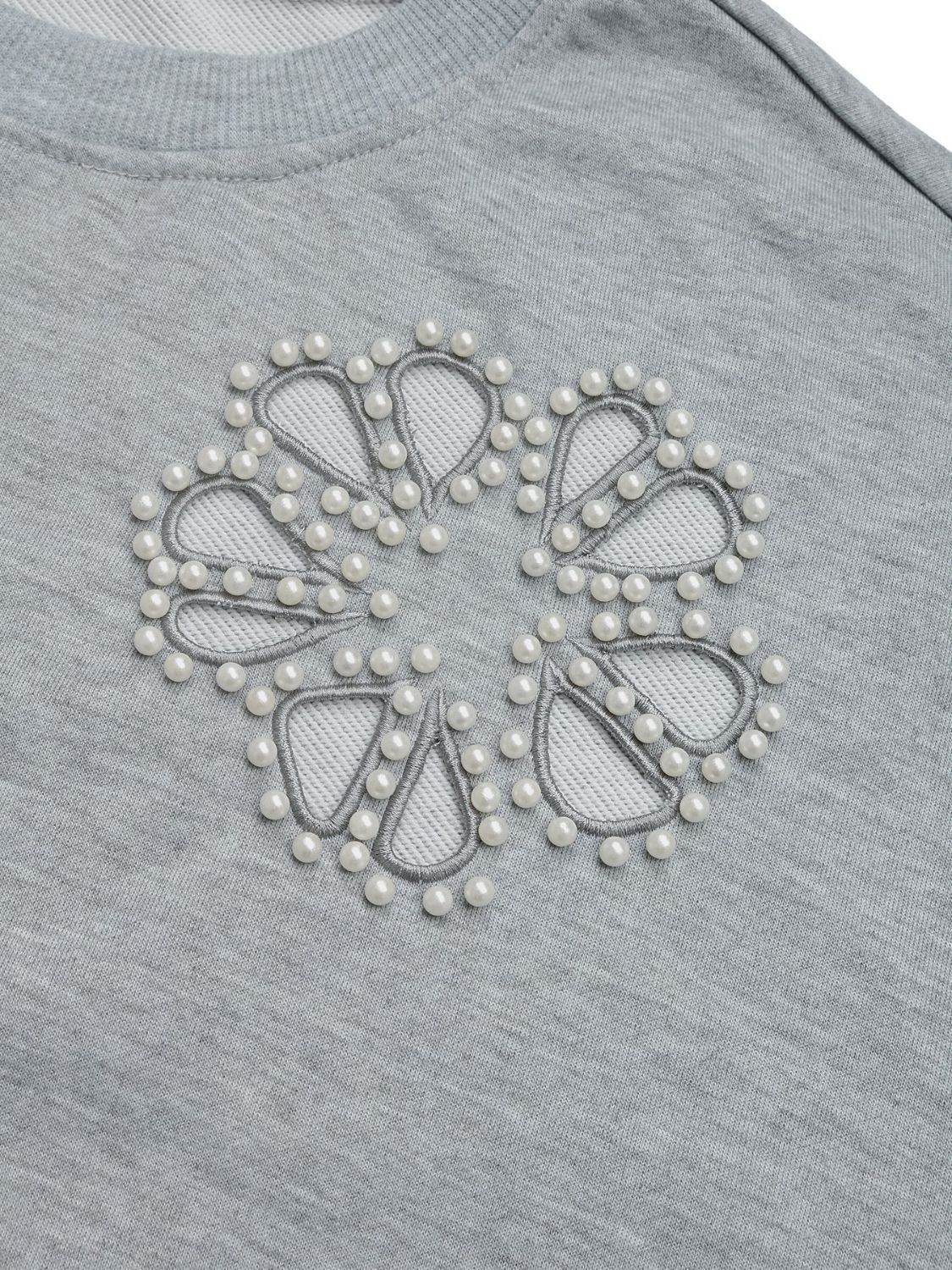 Perfee Cutout Pearl Round Neck Long Sleeve Sweatshirt - UnLaced Boutique
