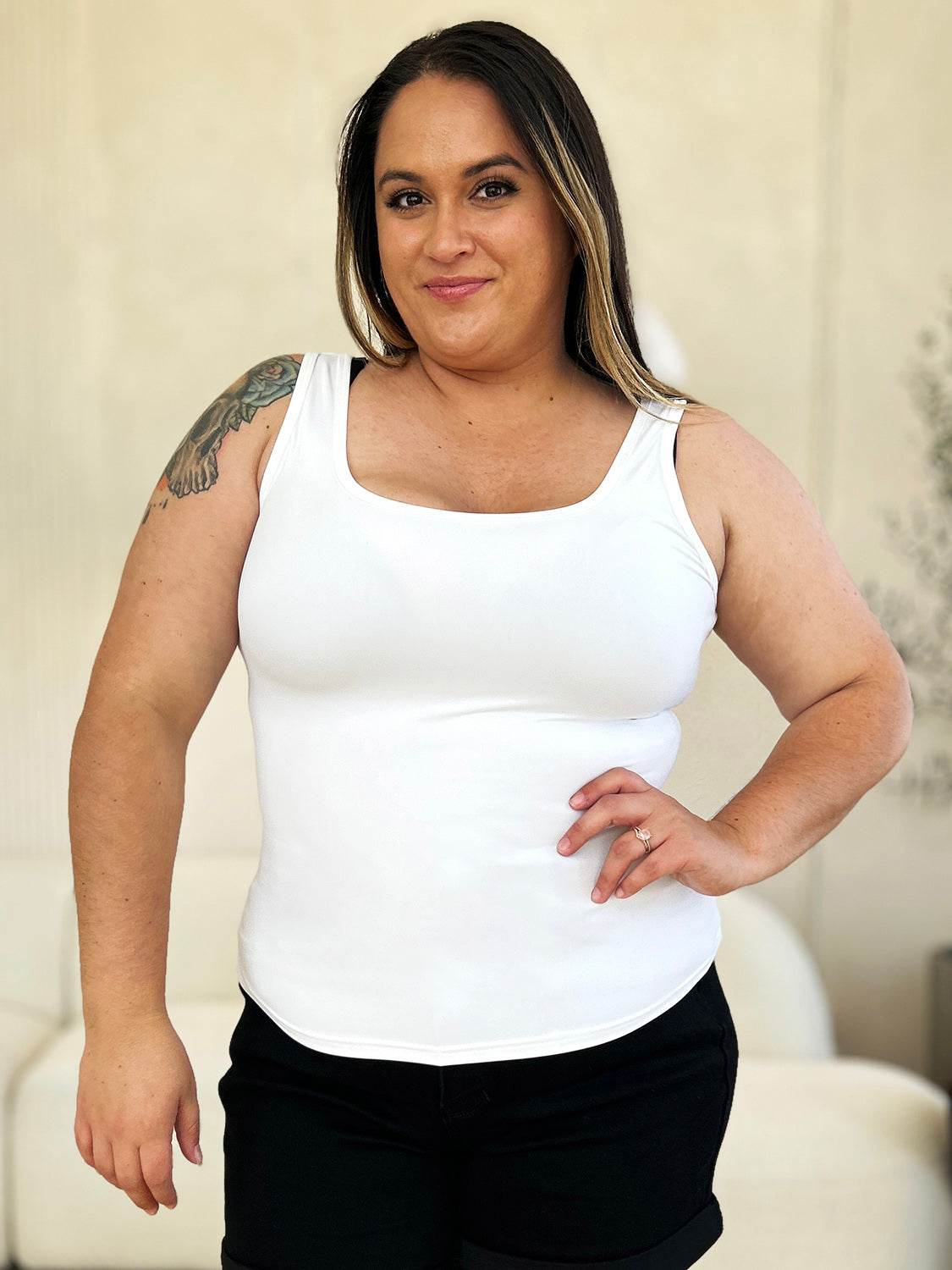 Basic Bae Full Size Square Neck Wide Strap Tank - UnLaced Boutique