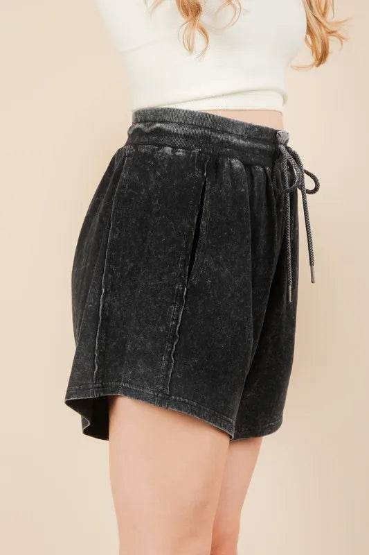 VERY J Mineral Washed Comfy Baggy Shorts - UnLaced Boutique
