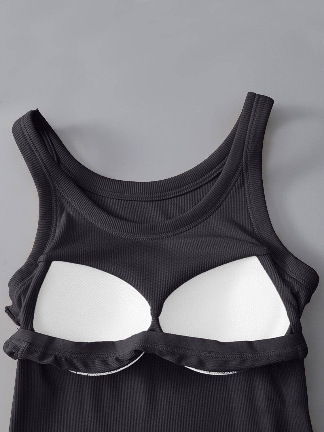 Round Neck Tank with Bra - UnLaced Boutique
