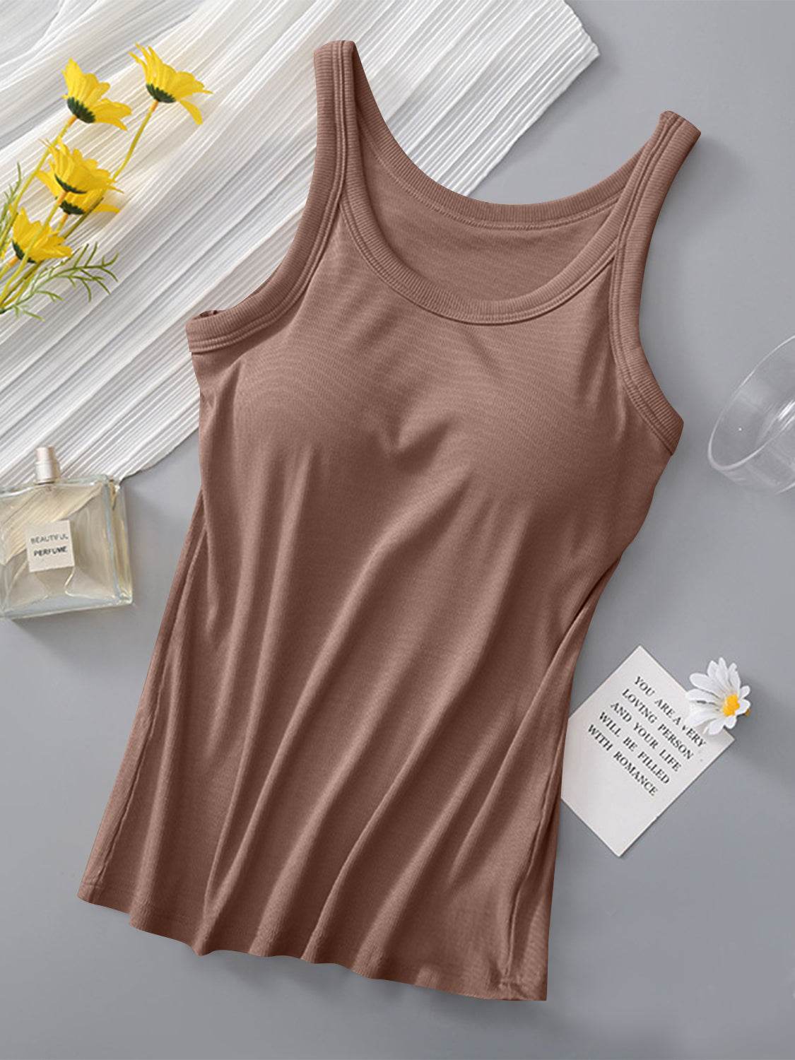 Round Neck Tank with Bra - UnLaced Boutique
