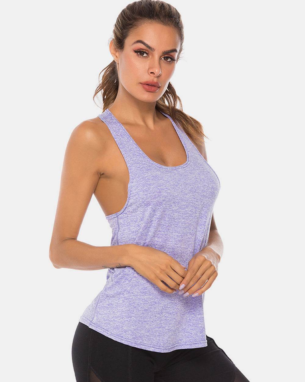 Full Size Scoop Neck Wide Strap Active Tank - UnLaced Boutique