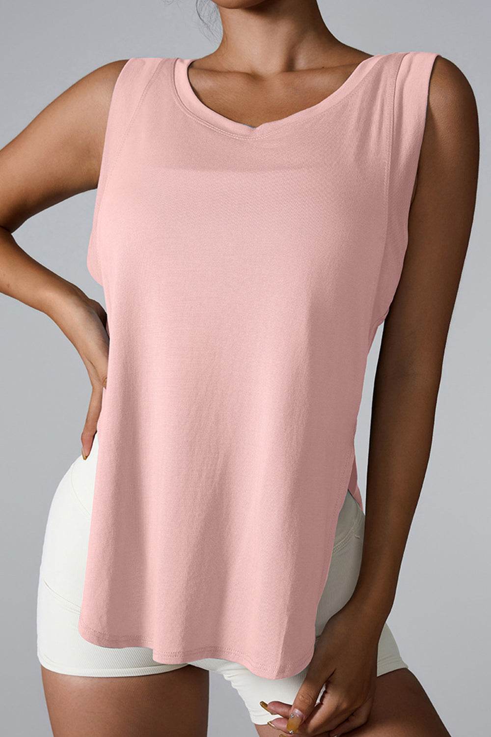Slit Round Neck Active Tank - UnLaced Boutique