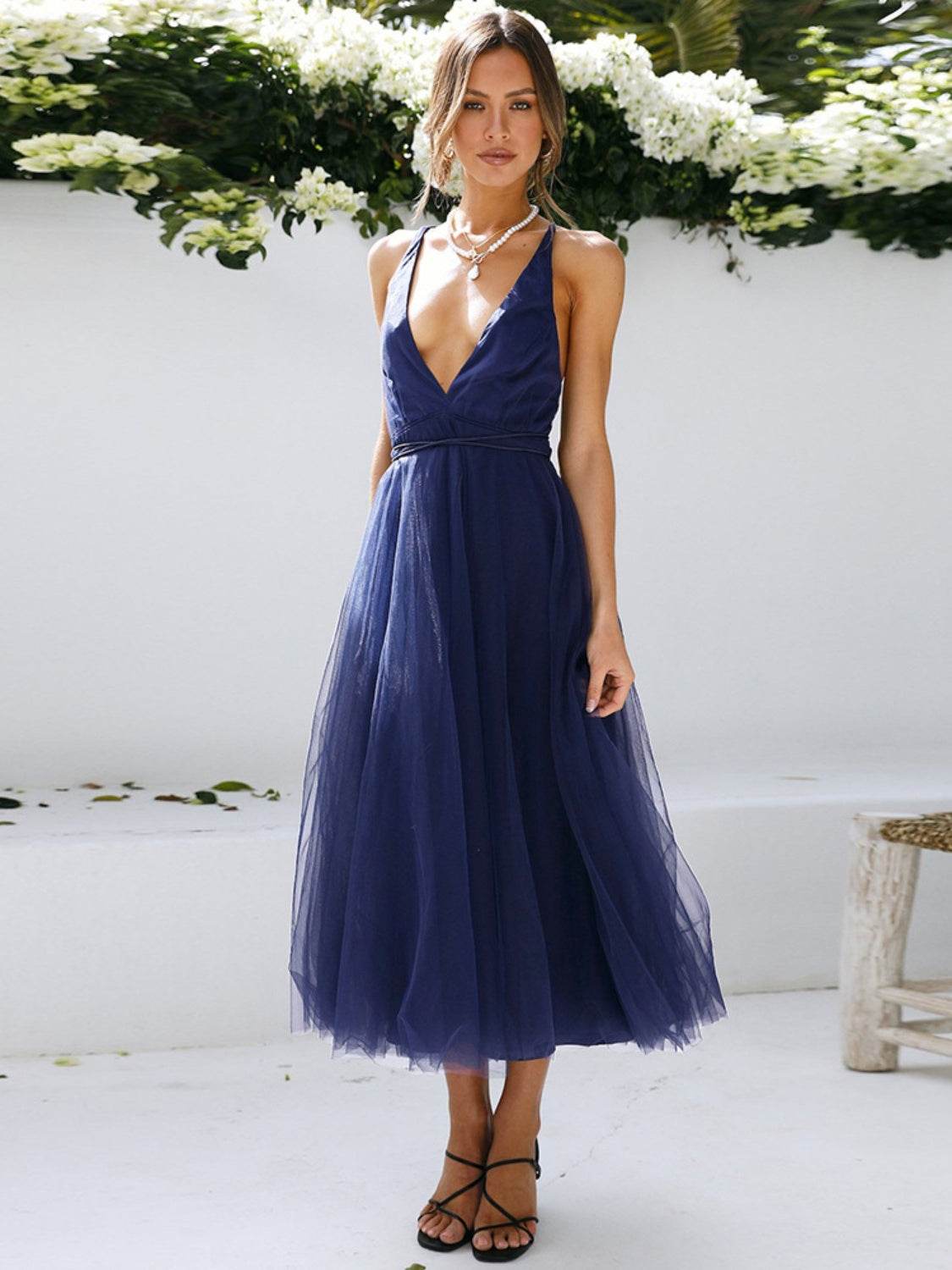Backless Crisscross Sleeveless Midi Dress - UnLaced Boutique