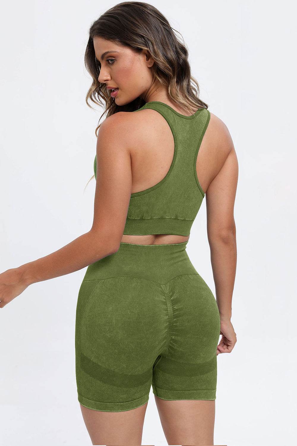 3 Piece Washed Square Neck Wide Strap Active Set - UnLaced Boutique