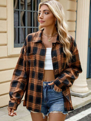 Plaid Collared Neck Long Sleeve Shirt - UnLaced Boutique
