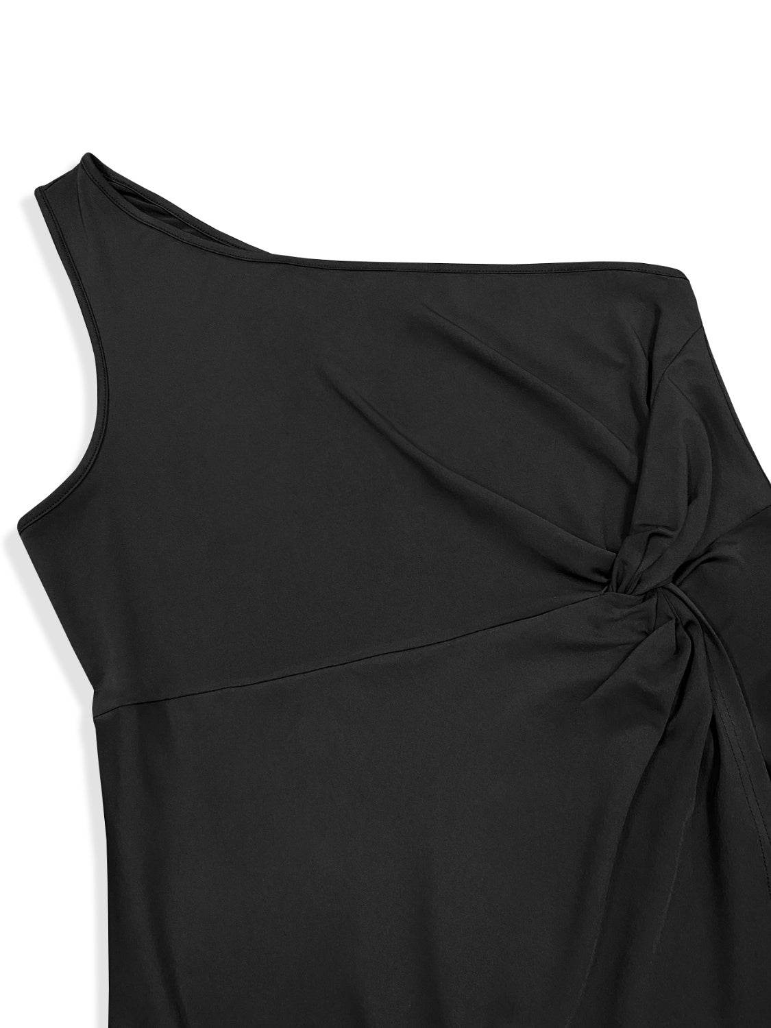 Plus Size Twisted One Shoulder Sleeveless Midi Dress - UnLaced Boutique