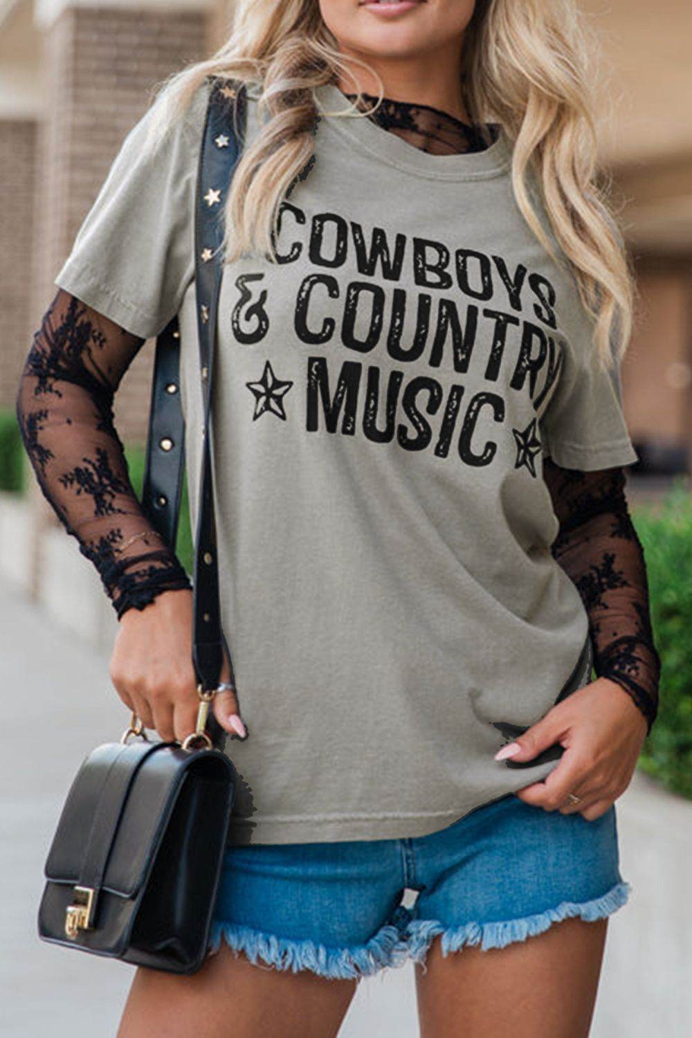 Letter Graphic Round Neck Short Sleeve T-Shirt - UnLaced Boutique