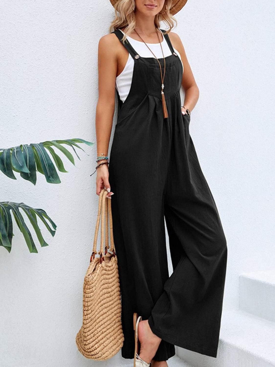 Full Size Square Neck Wide Strap Overalls - UnLaced Boutique