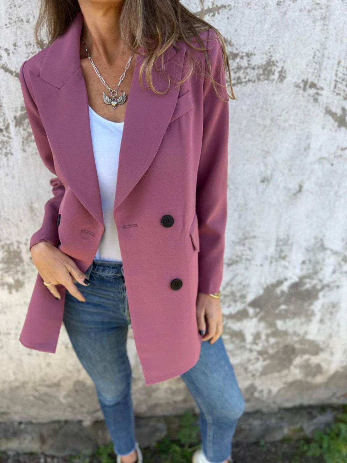 Full Size Collared Neck Long Sleeve Blazer - UnLaced Boutique