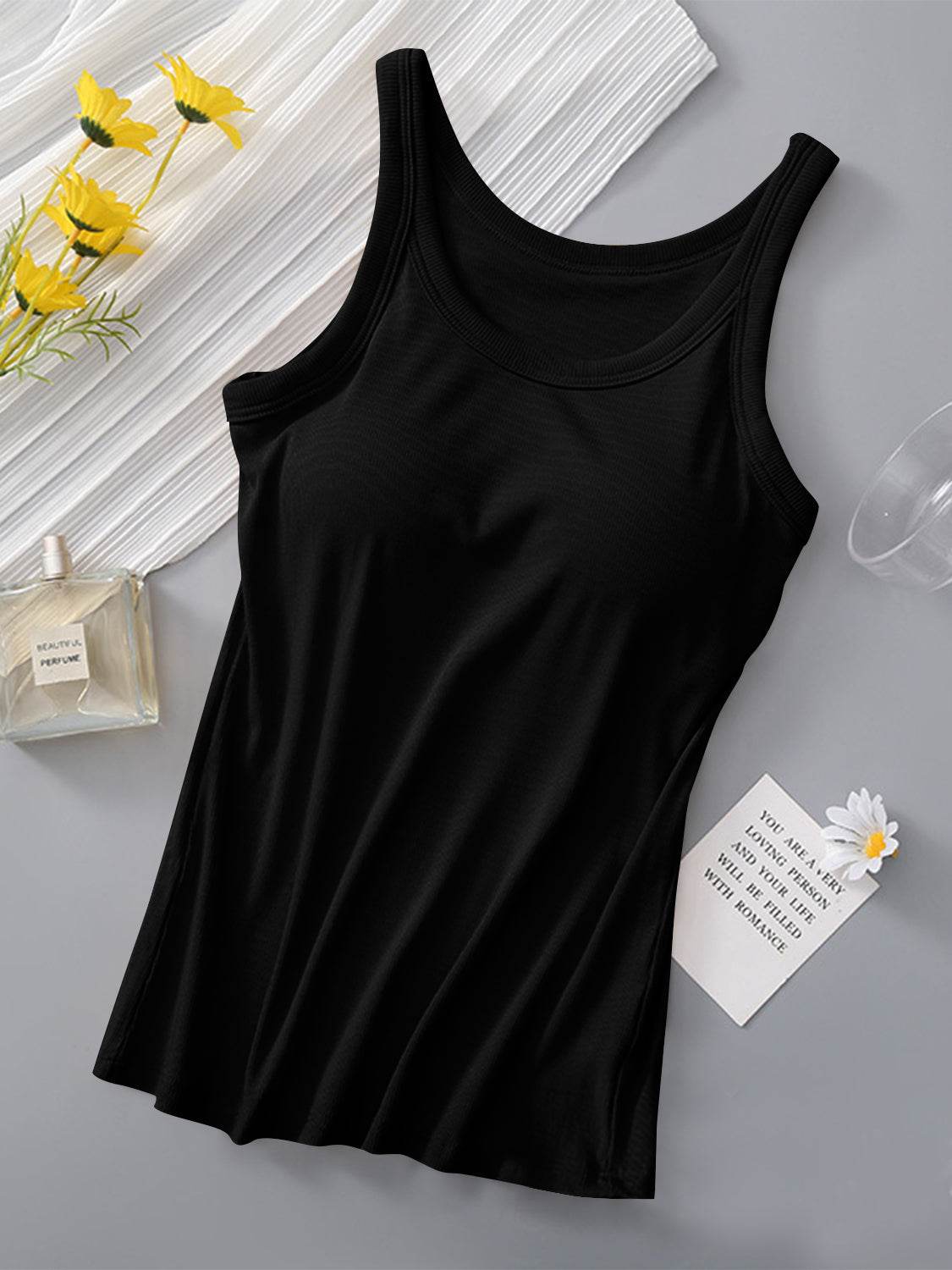 Round Neck Tank with Bra - UnLaced Boutique