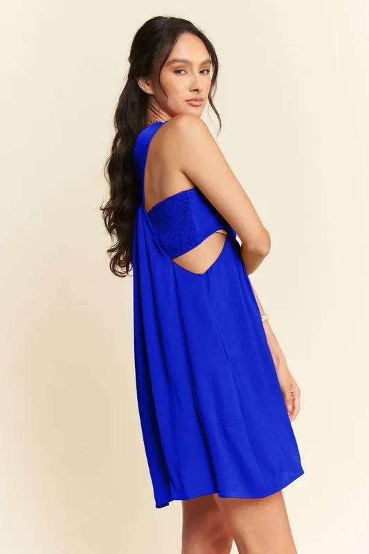 Davi & Dani Washed Satin Cutout Skirt Bandeau Mini Dress - UnLaced Boutique