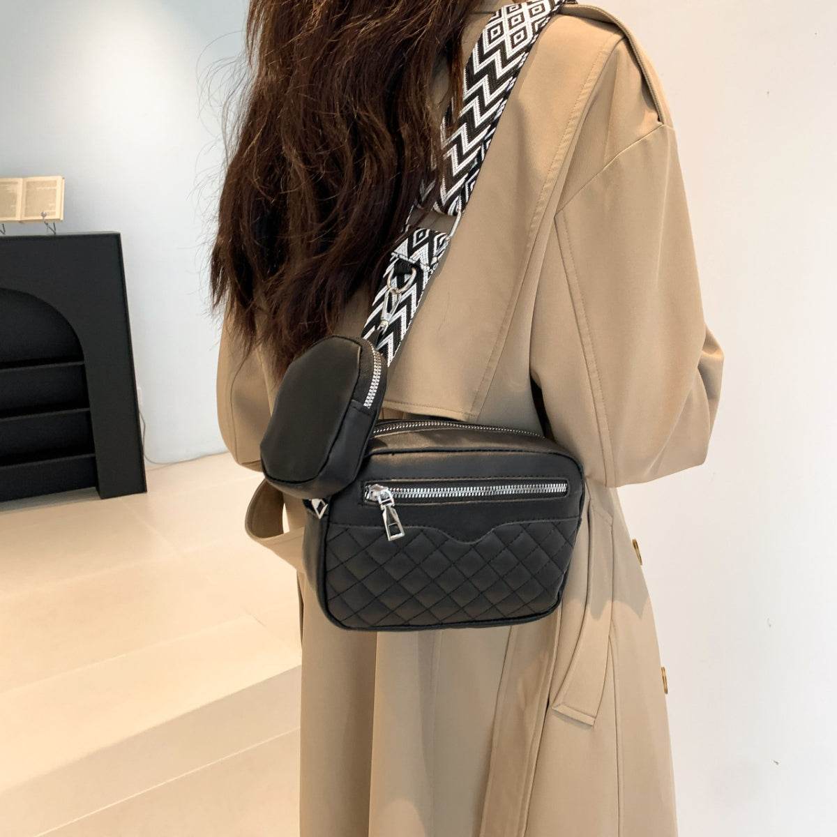 Stitching PU Leather Shoulder Bag - UnLaced Boutique