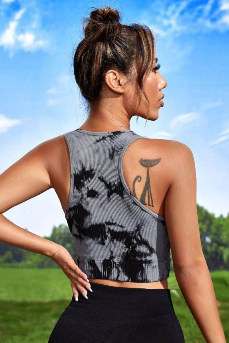 Tie-dye Cropped Round Neck Tank Top - UnLaced Boutique