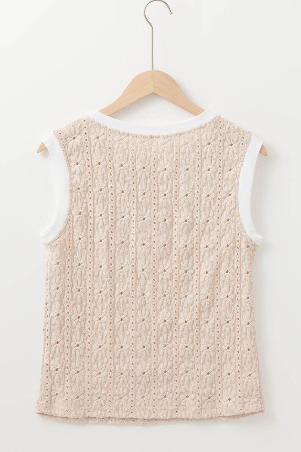 Floral Textured Crew Neck Sleeveless Top - UnLaced Boutique
