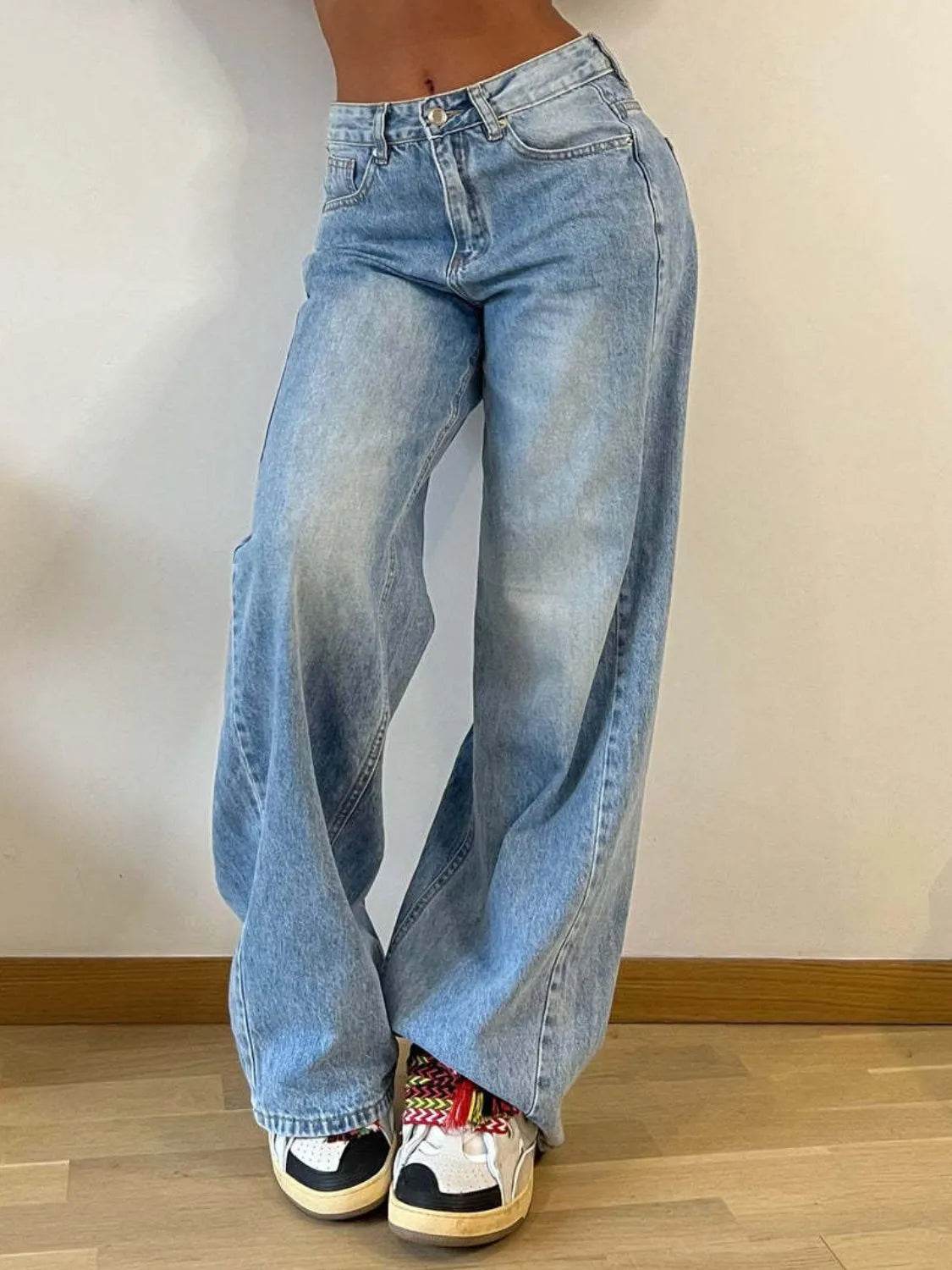 Wide Leg Jeans with Pockets - UnLaced Boutique